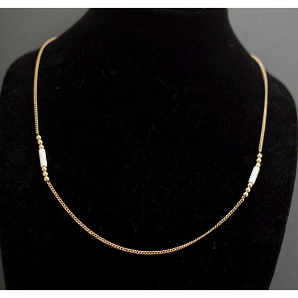 Bookworm Bead and Chain Necklace by Avon in White 24 inch - G3 - Picture 1 of 3